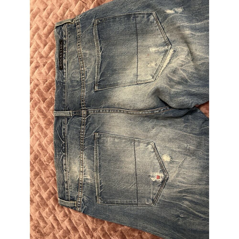 Men’s Straight Patchwork Distressed Blue Jeans - image 7